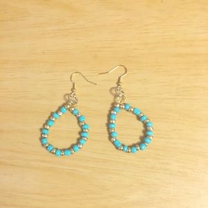 Gold beaded hoop earrings